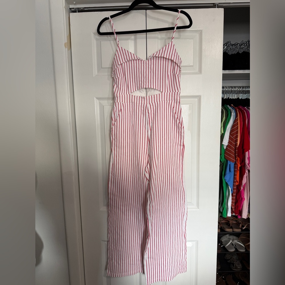 Main Strip Red and White Striped Jumpsuit